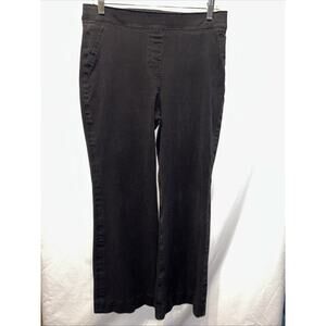 Spanx Pants Polished Kick Flare Black Stretch Denim Large Casual Minimalist